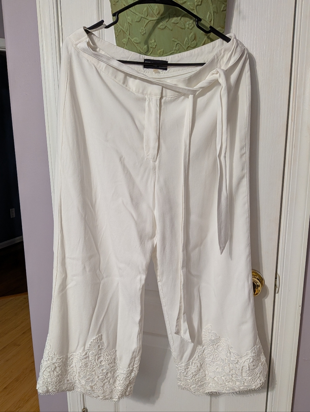 Karl Lagerfeld White High-Waist Wide-Leg Pants